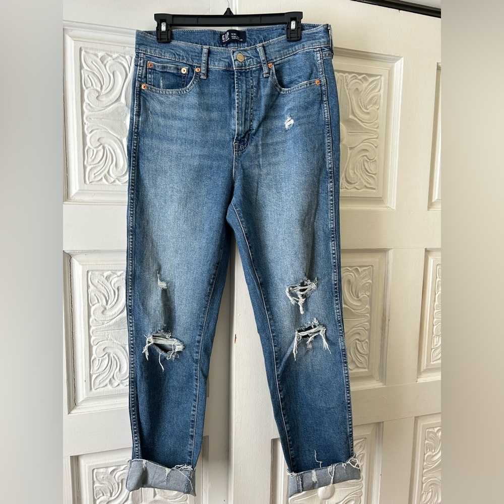 GAP Denim High Rise Vintage Slim Distressed Jeans - Size 10/30 Long